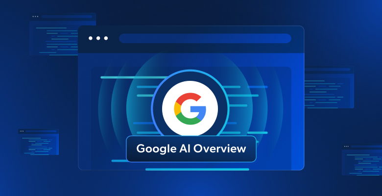 Google AI Overviews panel answering a search query above the organic results